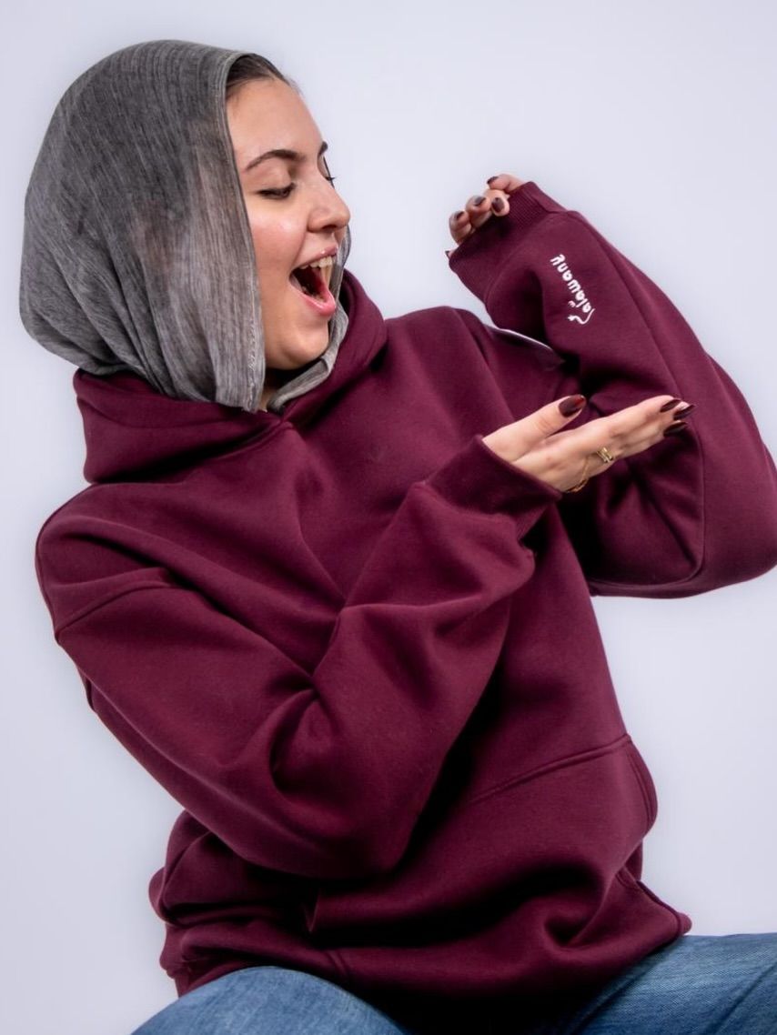 Burgundy plain hoodie thumbnail