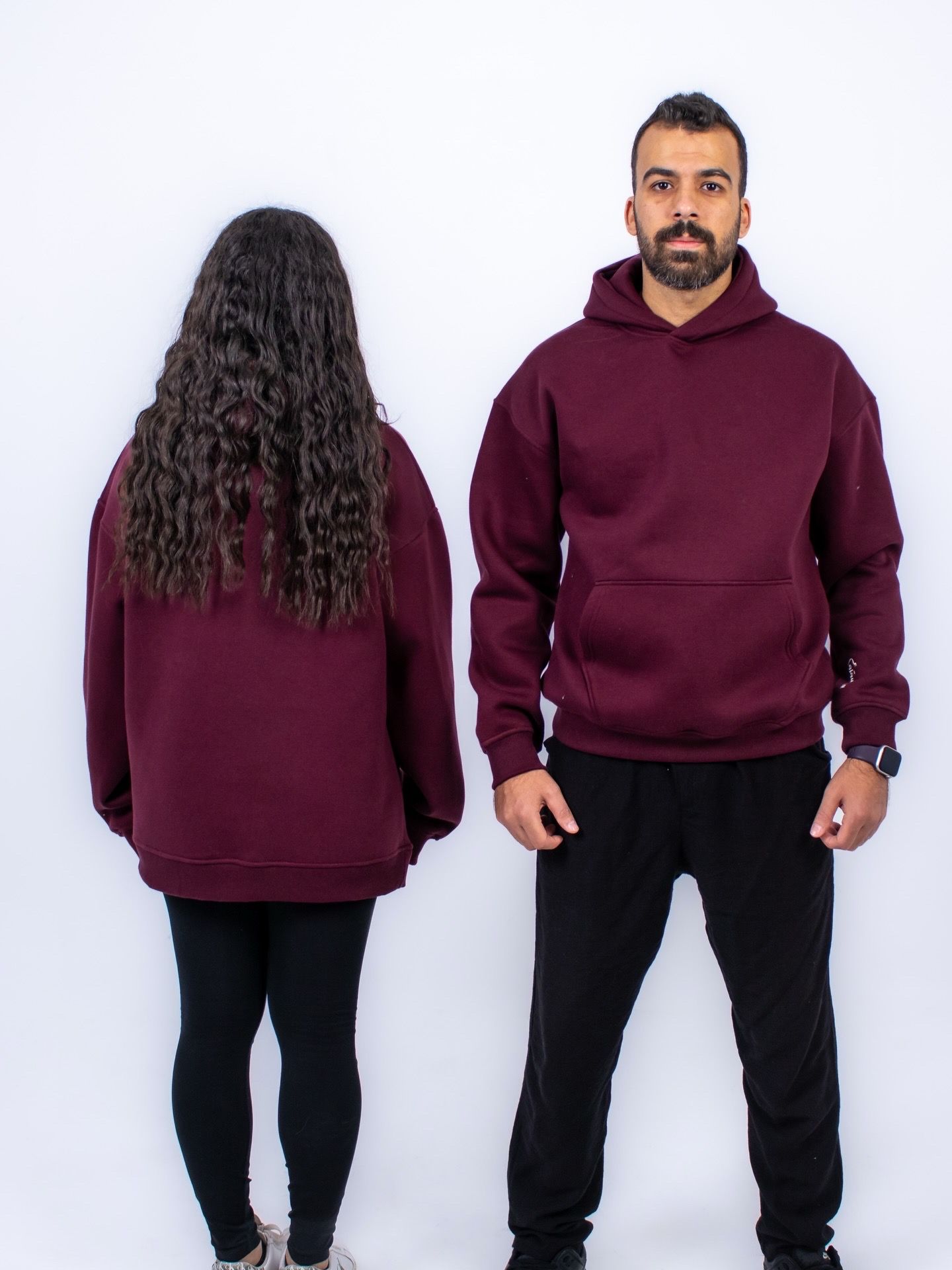 Burgundy plain hoodie thumbnail