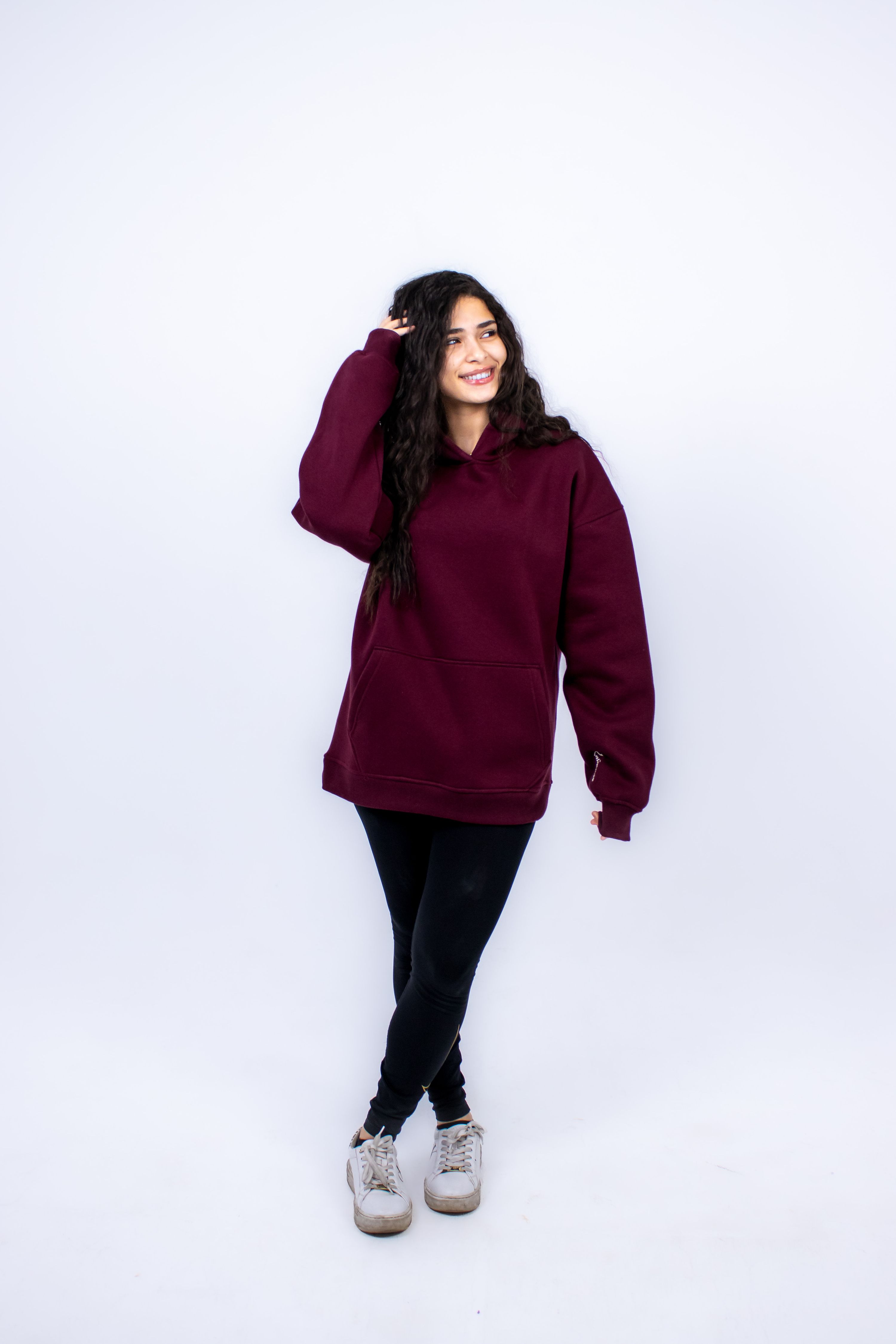 Burgundy printed hoodie thumbnail