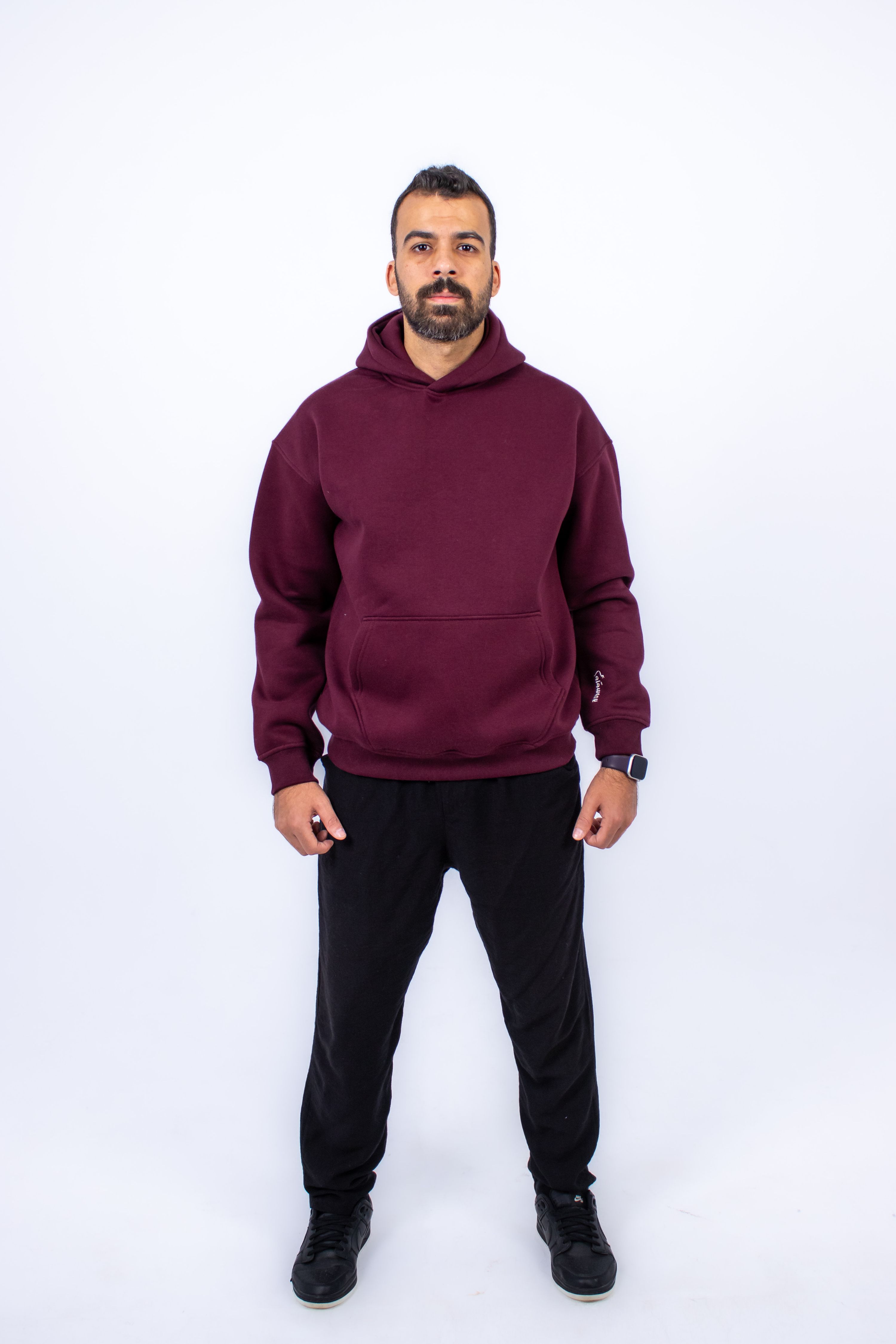 Burgundy printed hoodie thumbnail