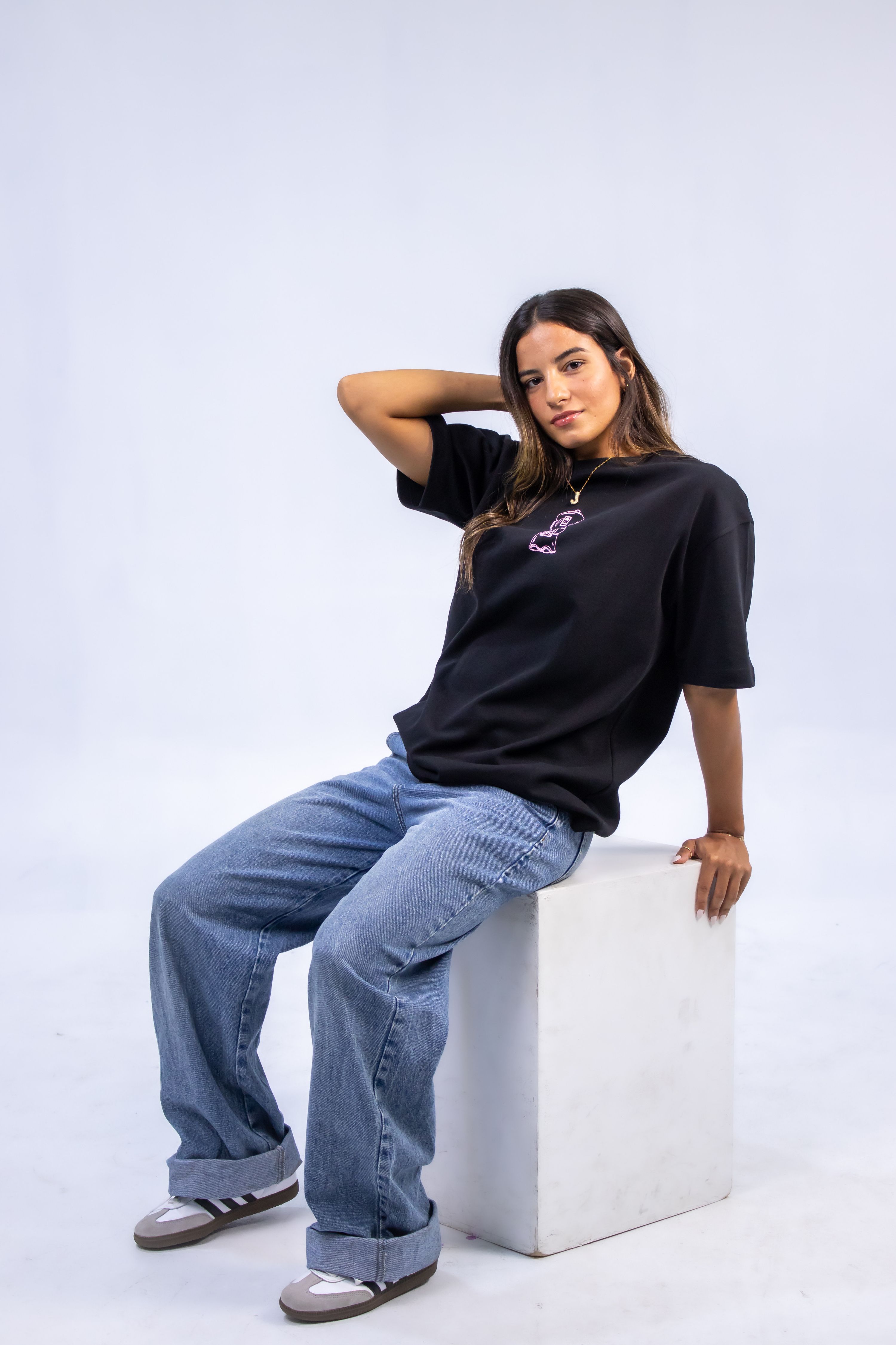 Black unisex oversized tee thumbnail