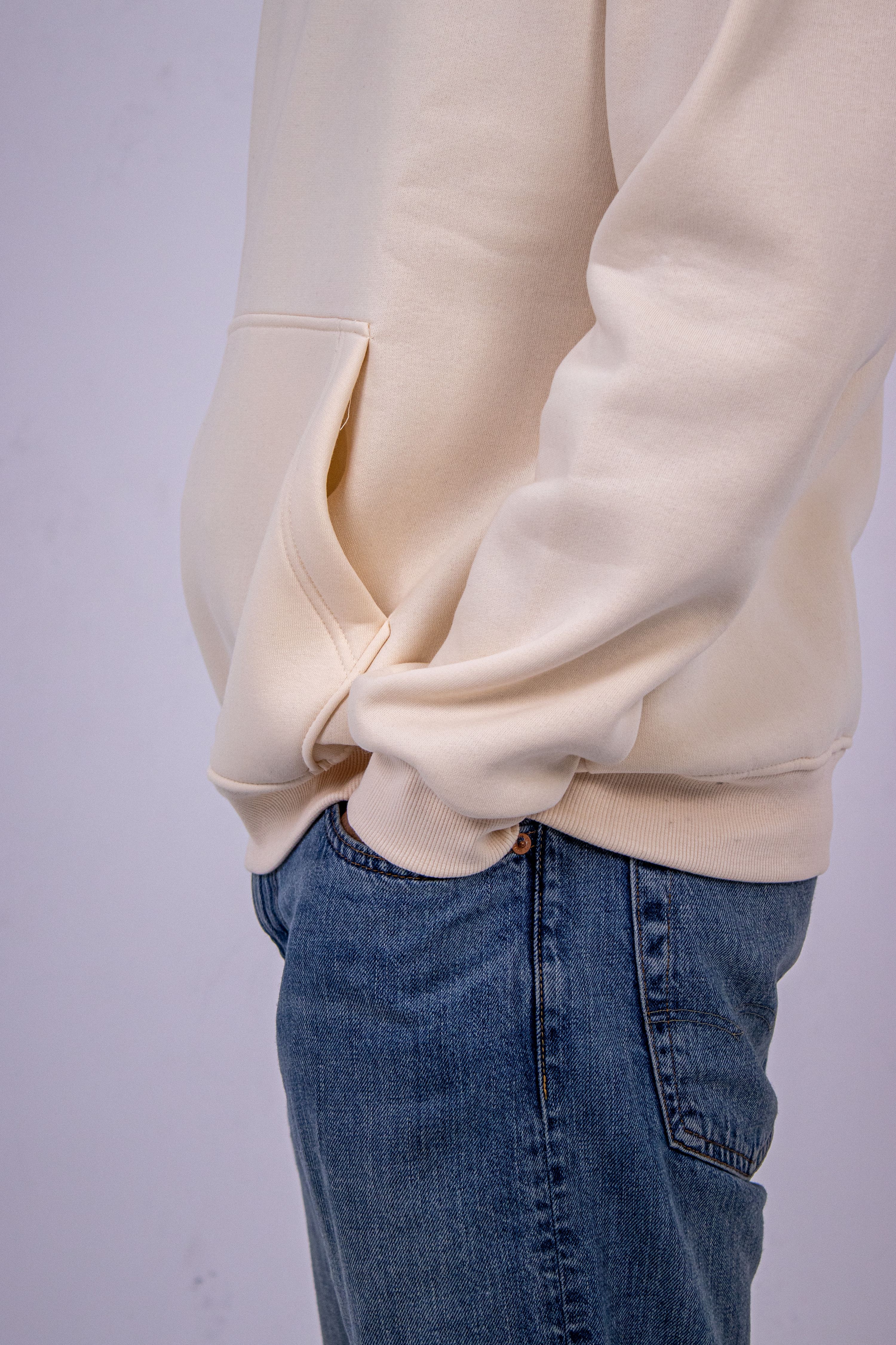Creamy plain hoodie thumbnail