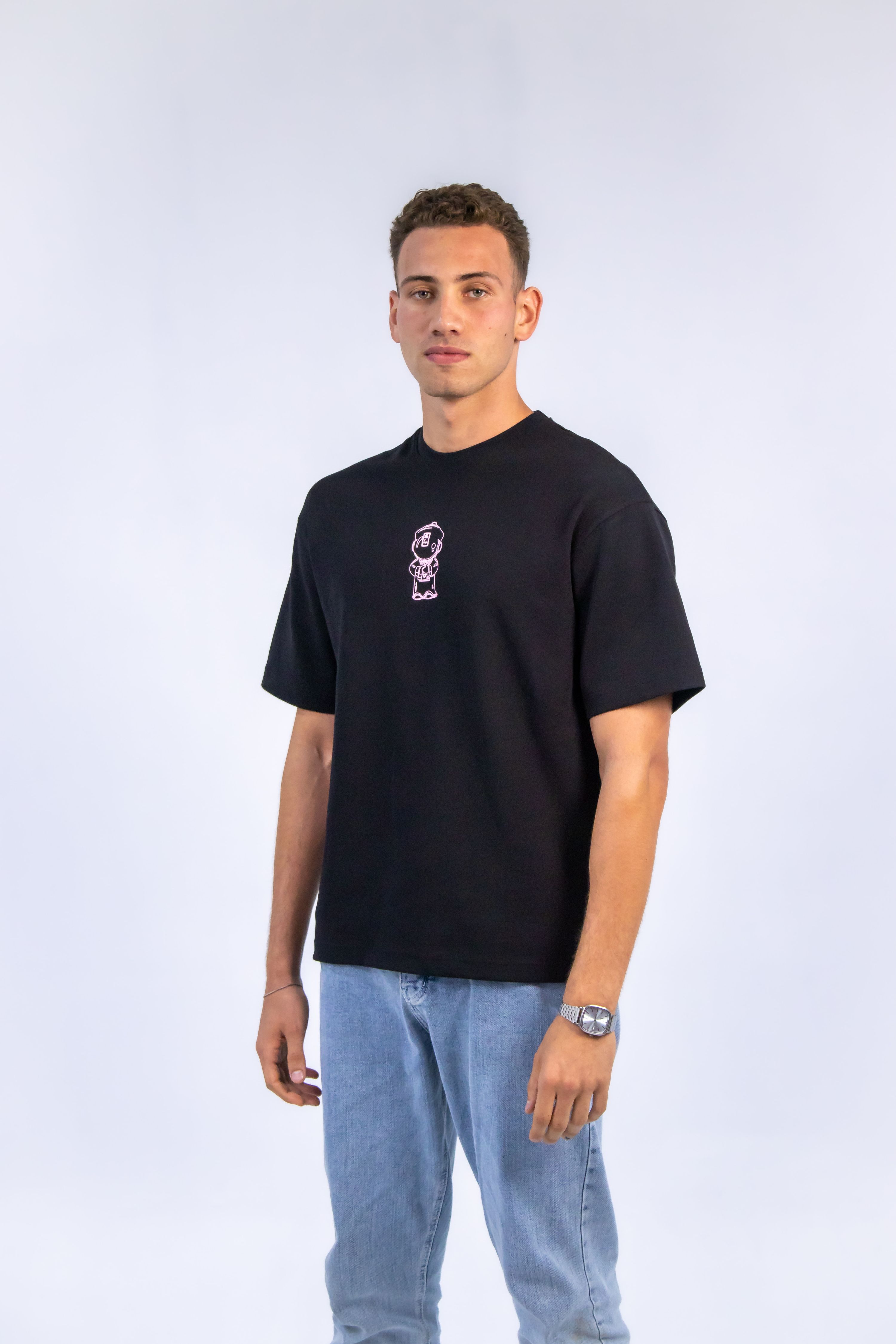 Black unisex oversized tee thumbnail