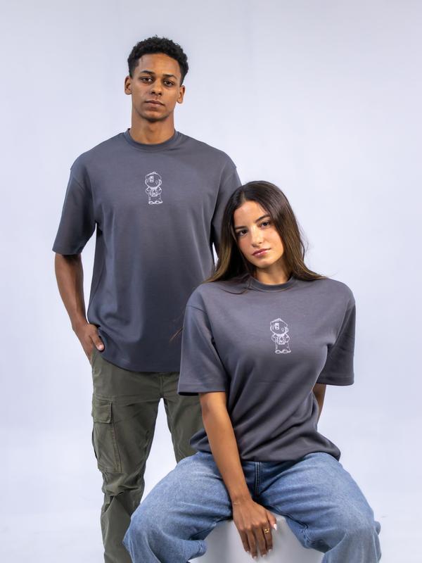 Grey unisex oversized tee