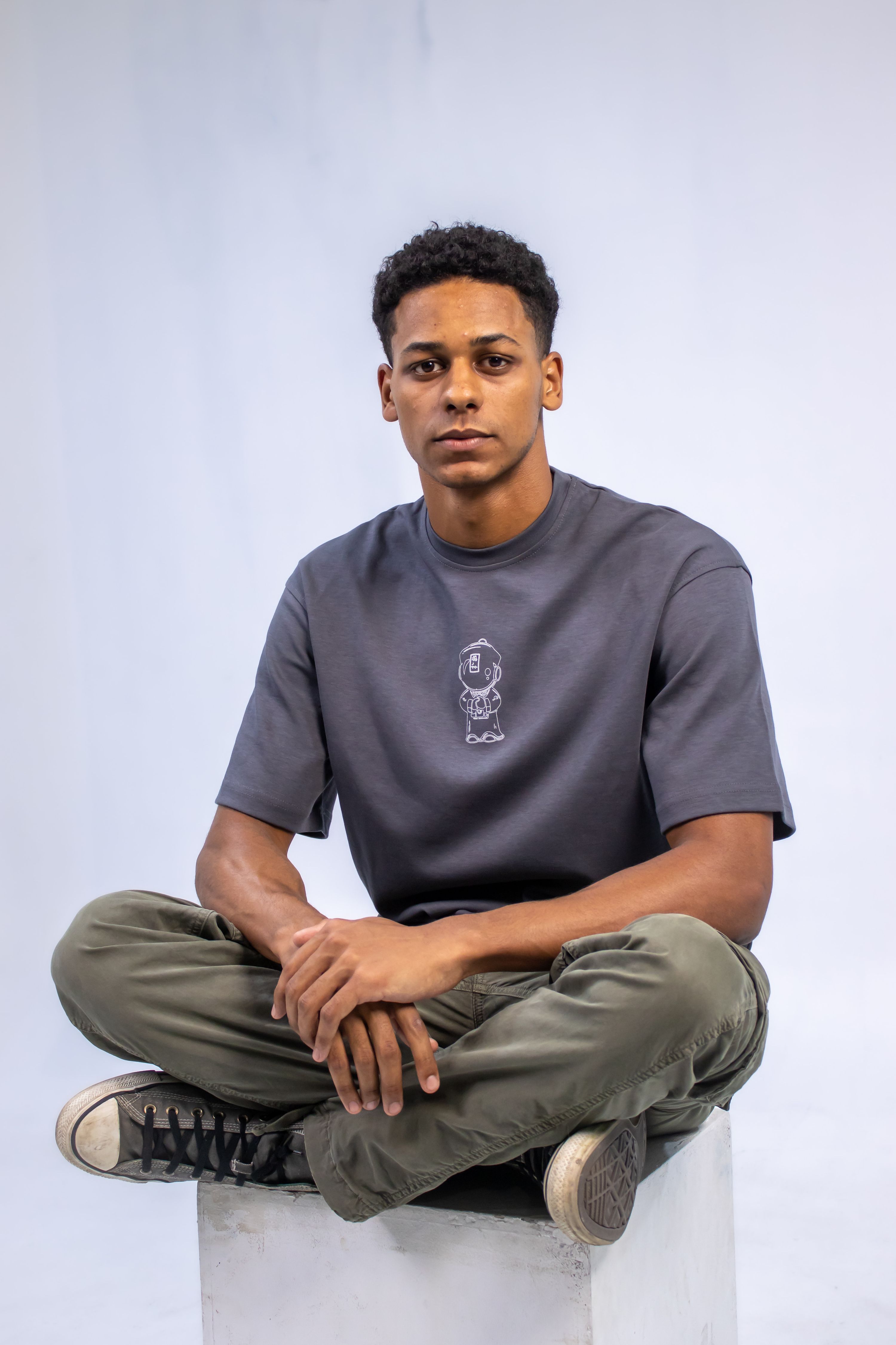 Grey unisex oversized tee thumbnail