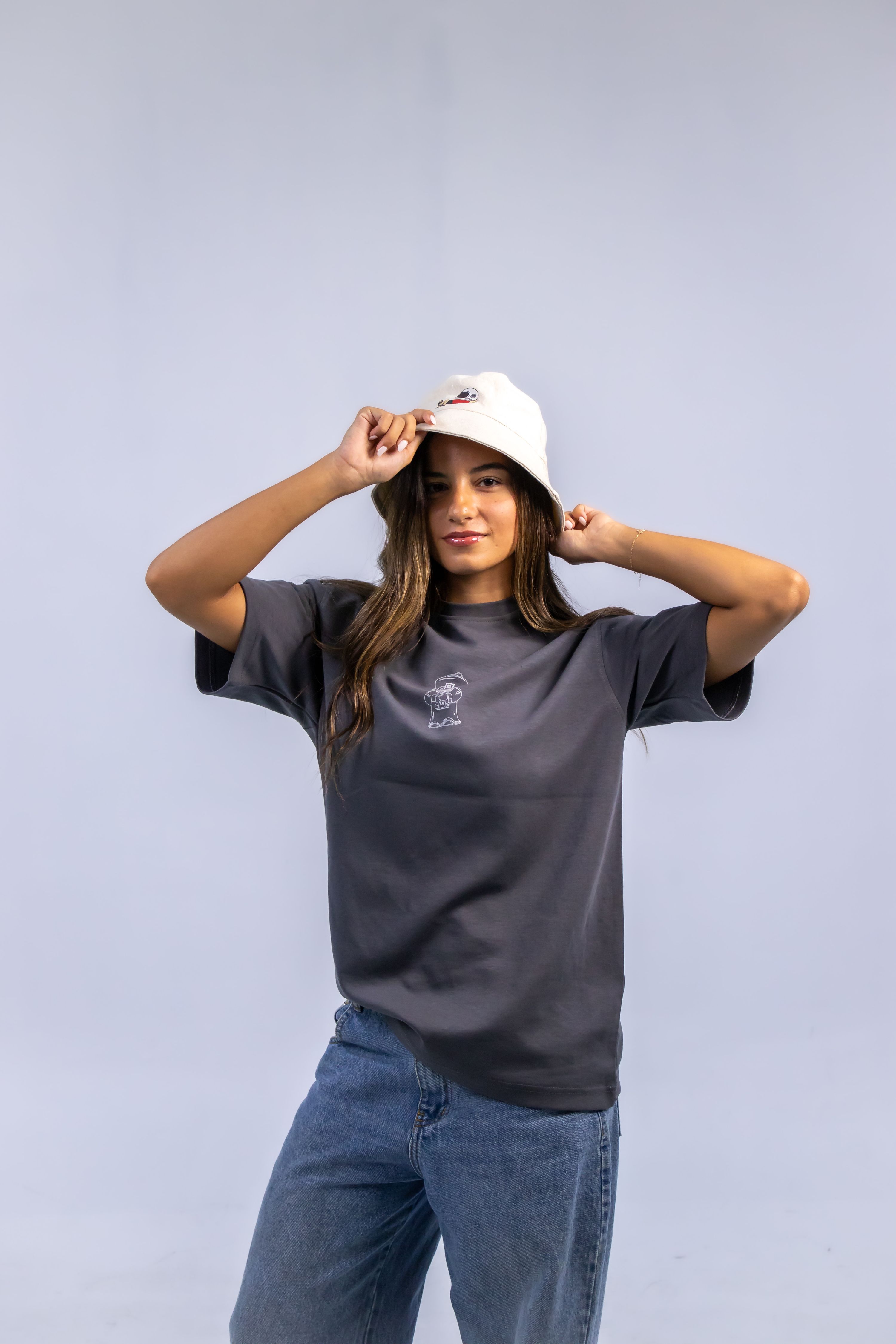 Grey unisex oversized tee thumbnail