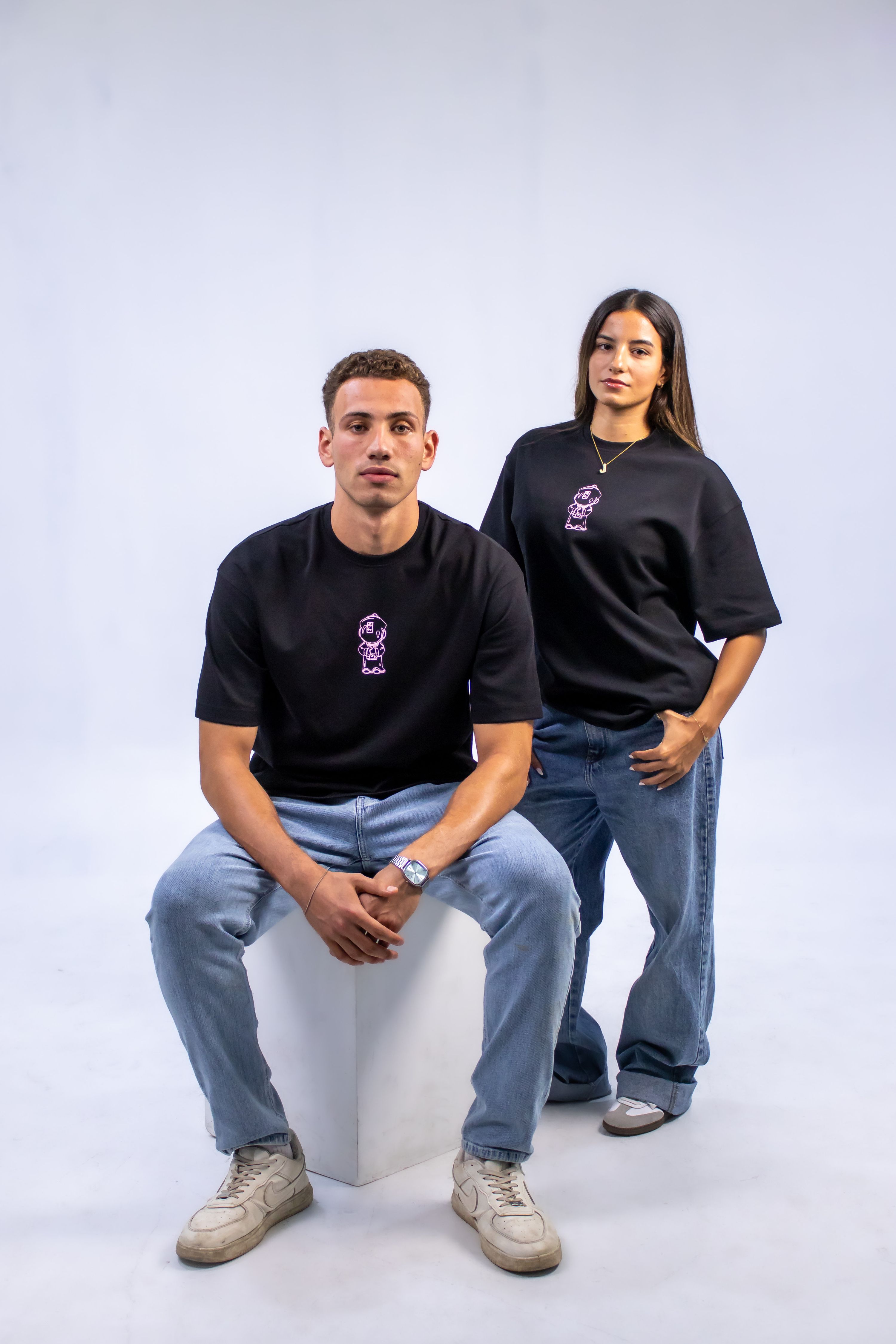 Black unisex oversized tee thumbnail