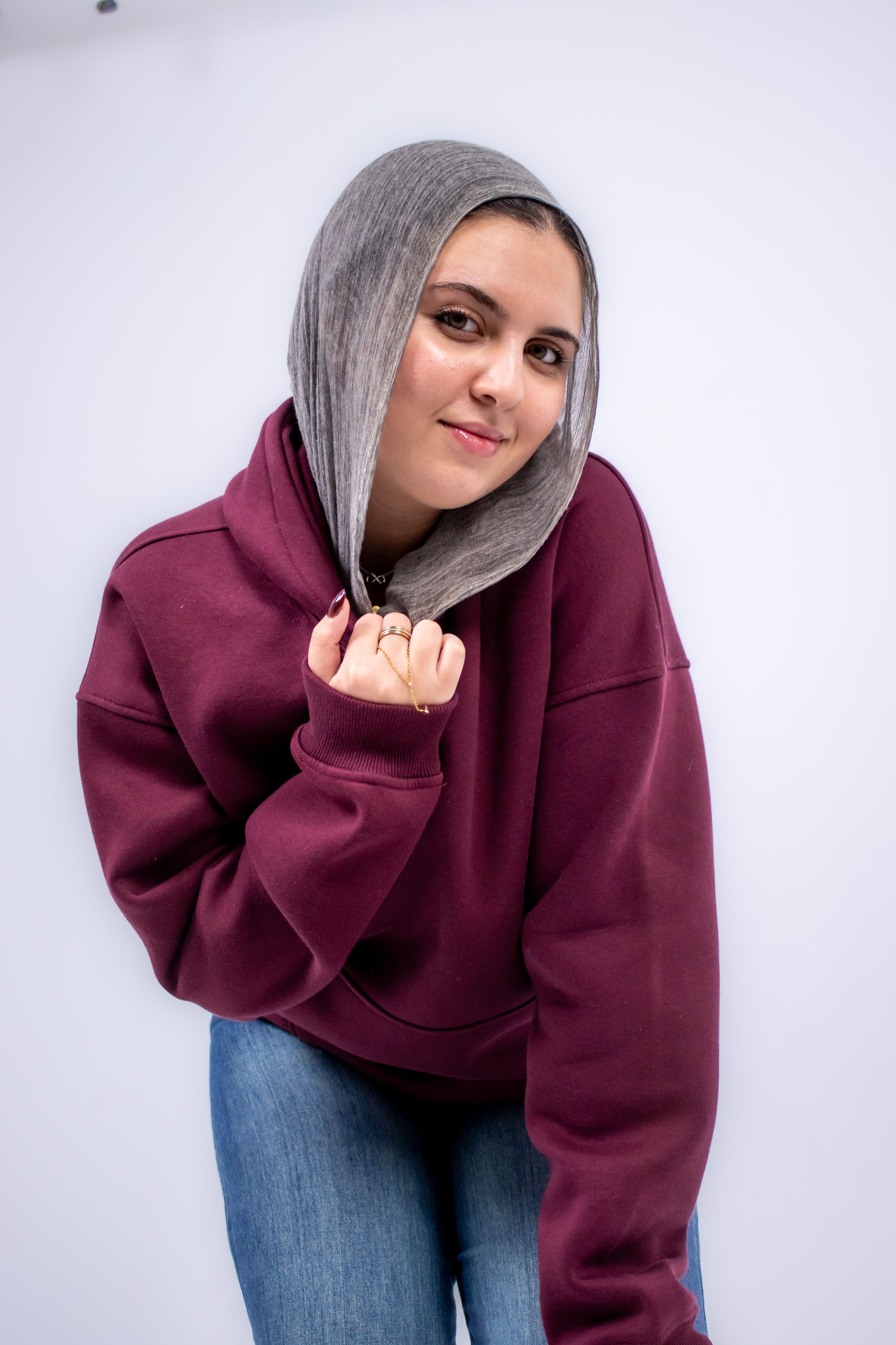 Burgundy plain hoodie