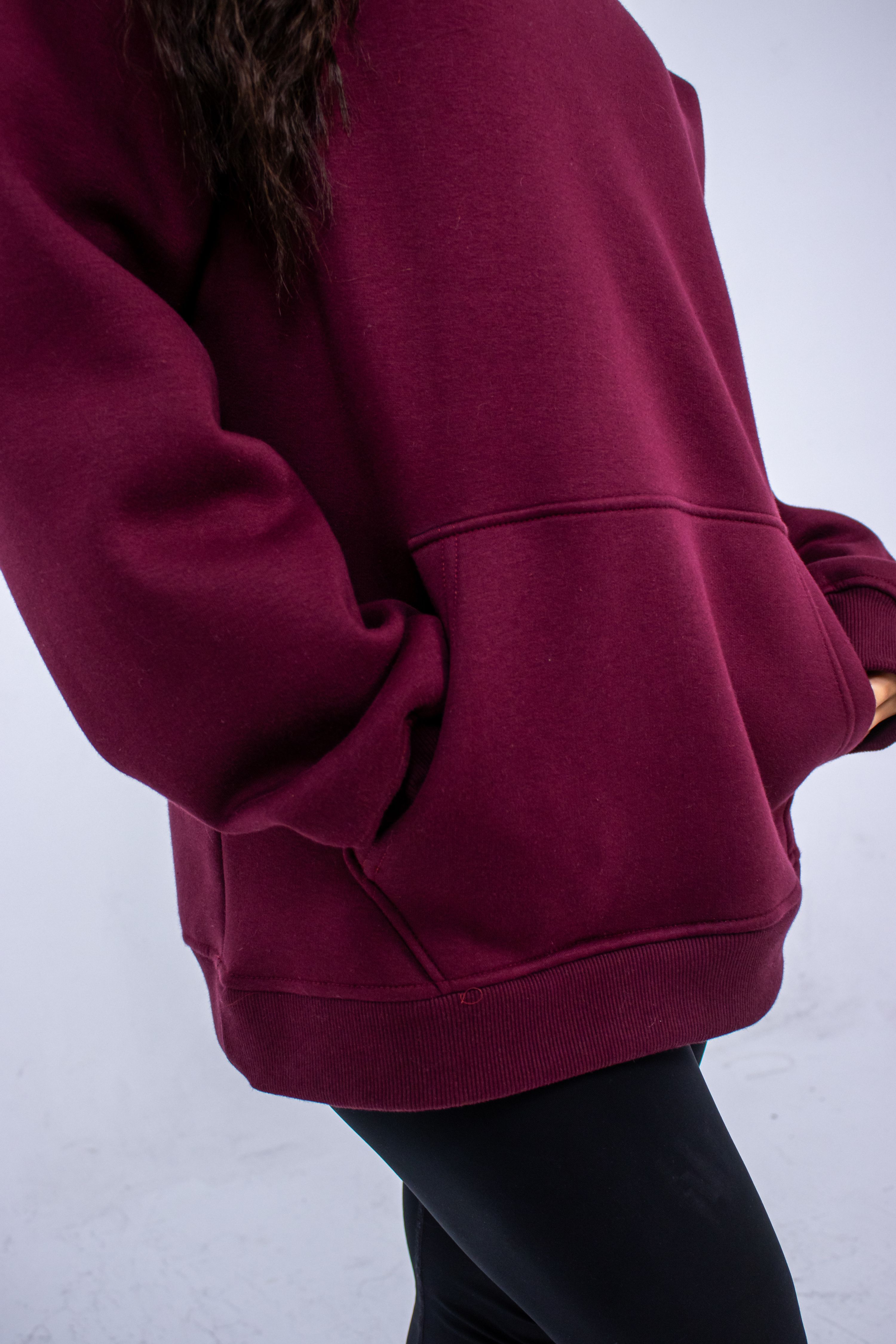 Burgundy plain hoodie thumbnail