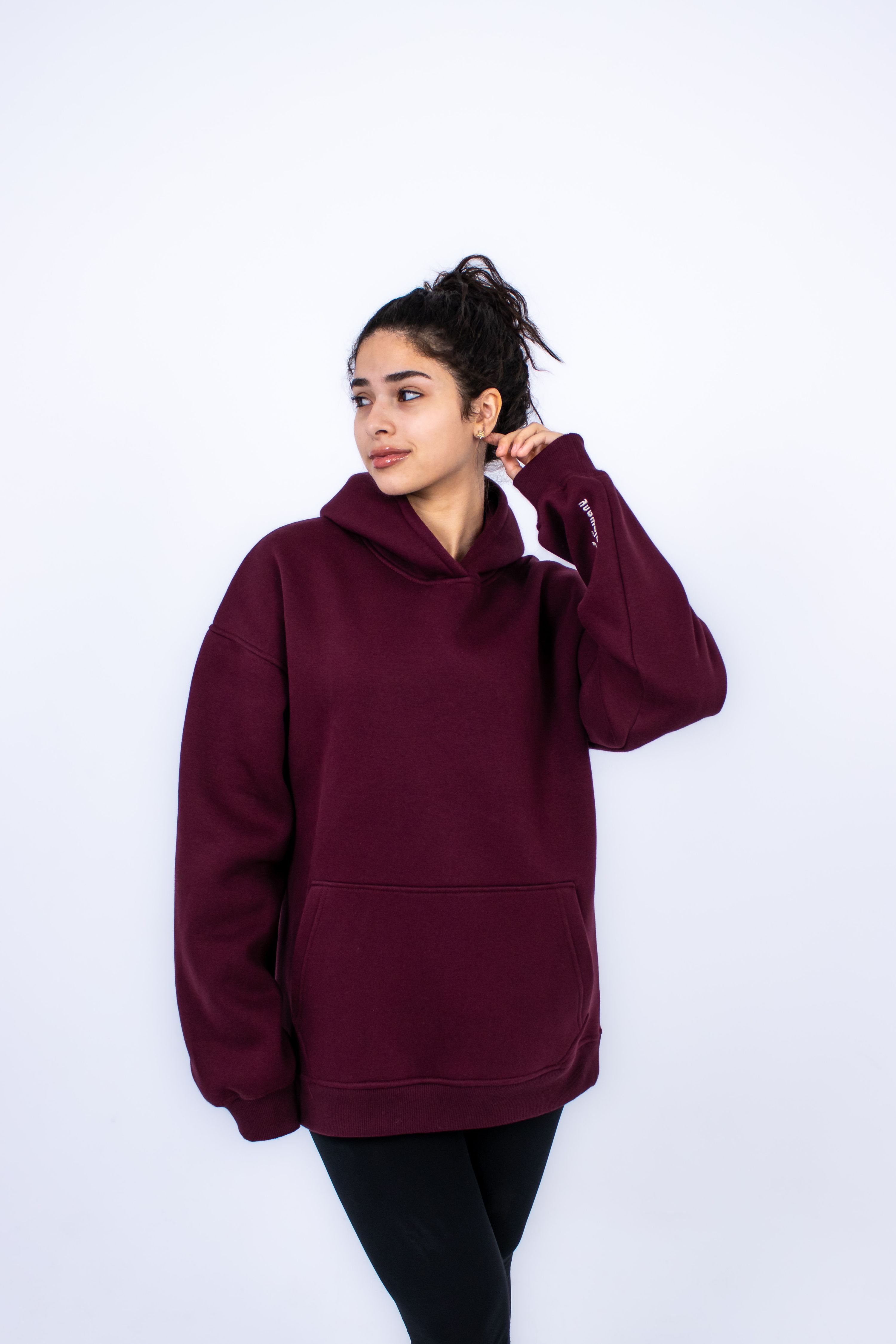 Burgundy plain hoodie thumbnail
