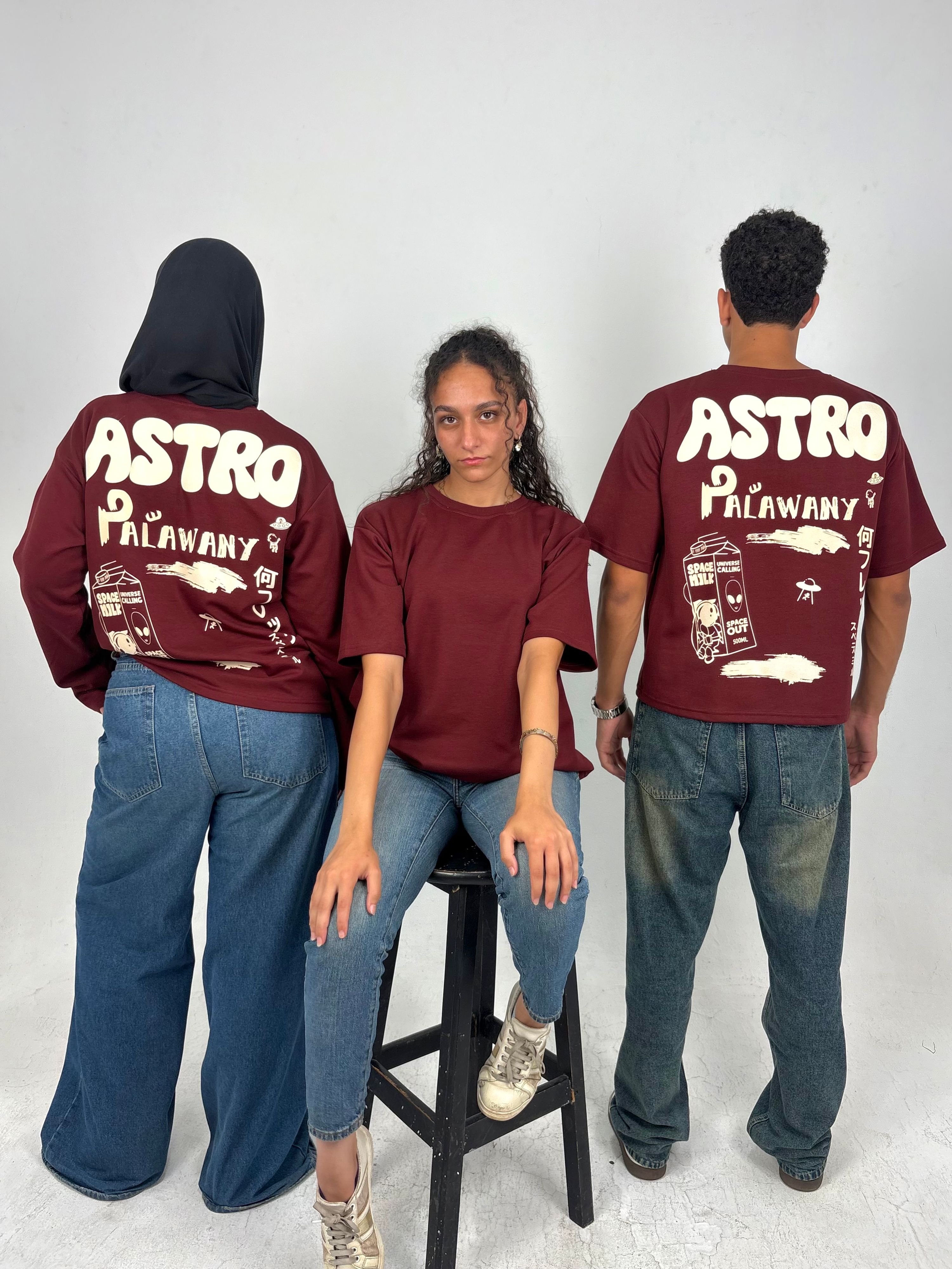 Burgundy astro unisex tshirt thumbnail