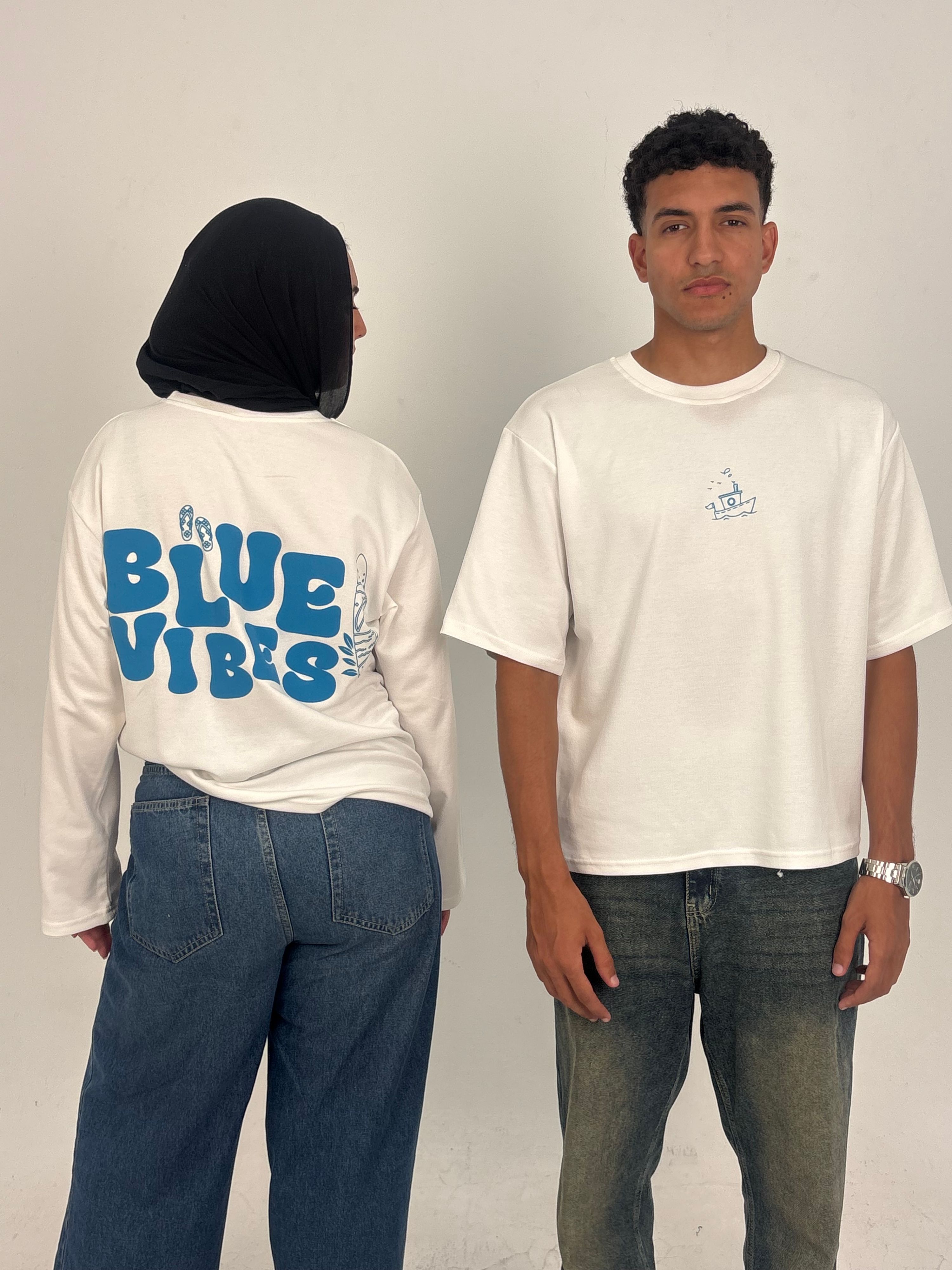 white blue vibes unisex tshirt thumbnail